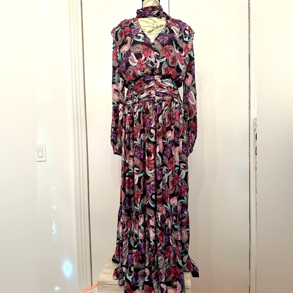 Giustina Draped Dress - FLORAL PAISLEY PRINT / 6
